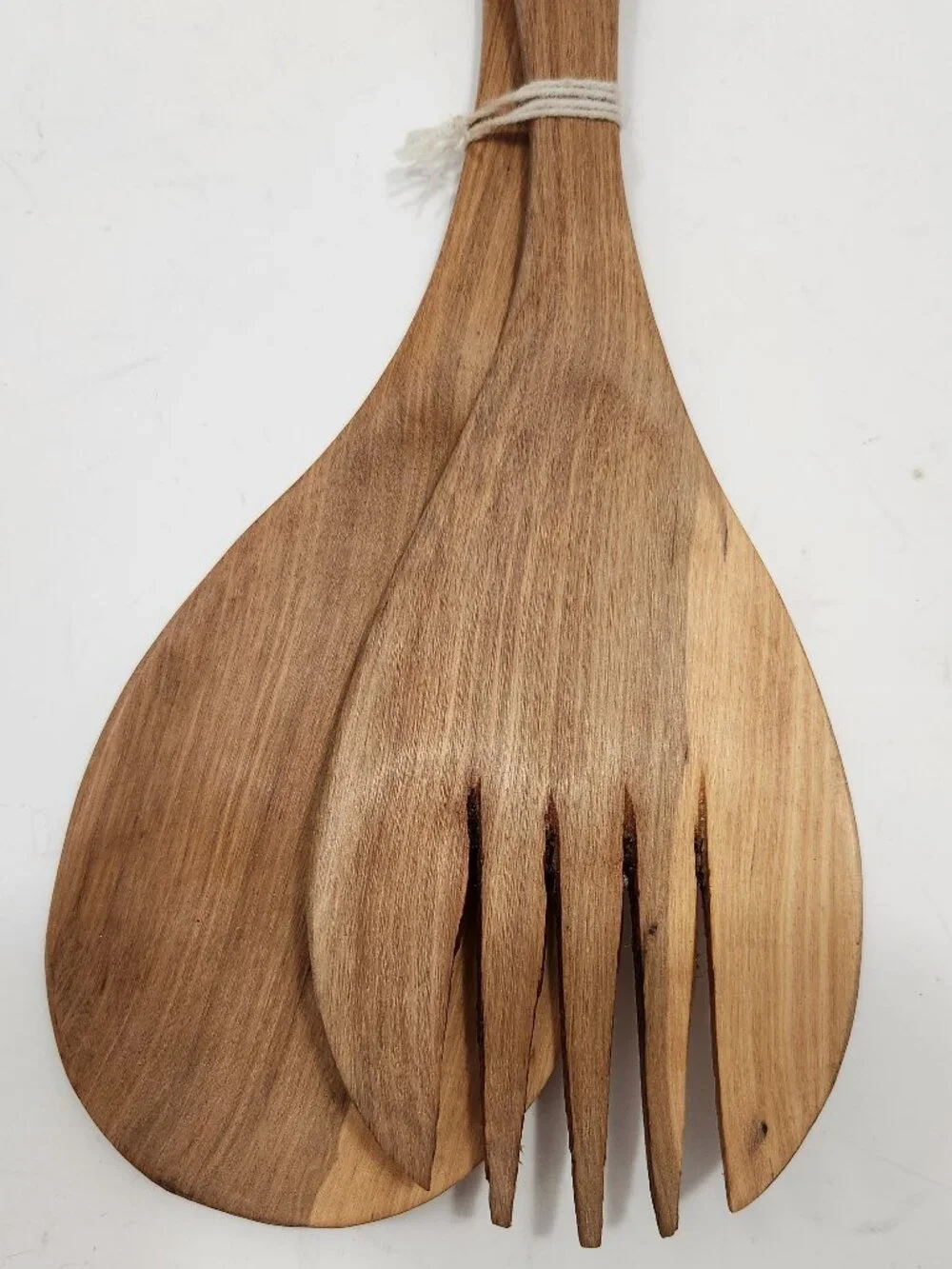 VINTAGE NEW Hand Carved Zebra Wooden Salad Servers Set Fork Spoon Unused Safari